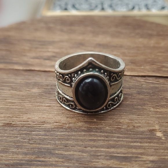 Ring Jewelry - Sterling silver onyx royal ring size‎ 11 R419